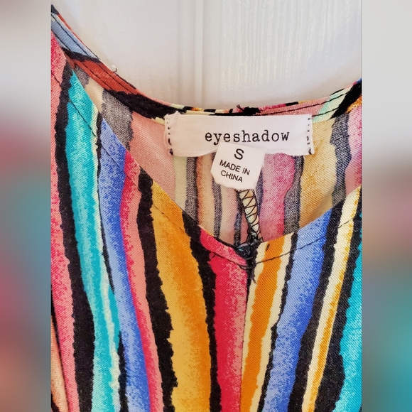 Boho Tassel Rainbow stripe pattern Maxi Dress crisscross back - Picture 3 of 5